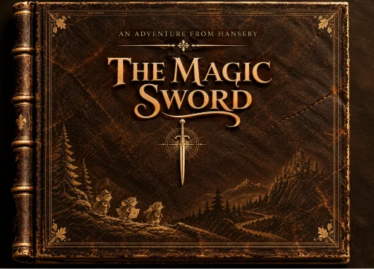The Magic Sword cover: brown leather with gold lettering.